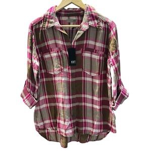 KUT FROM THE KLOTH Hannah Button Down Plaid Shirt | Size Small